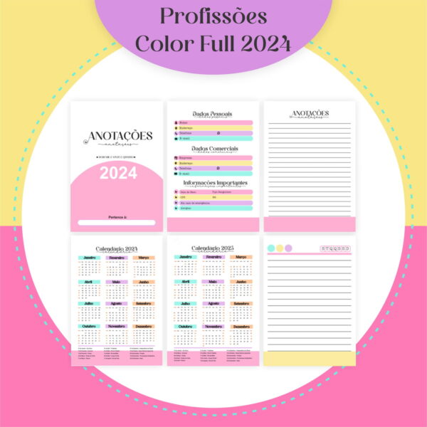 Agendas Profissões Femininas Candy Full - Arquivo Digital
