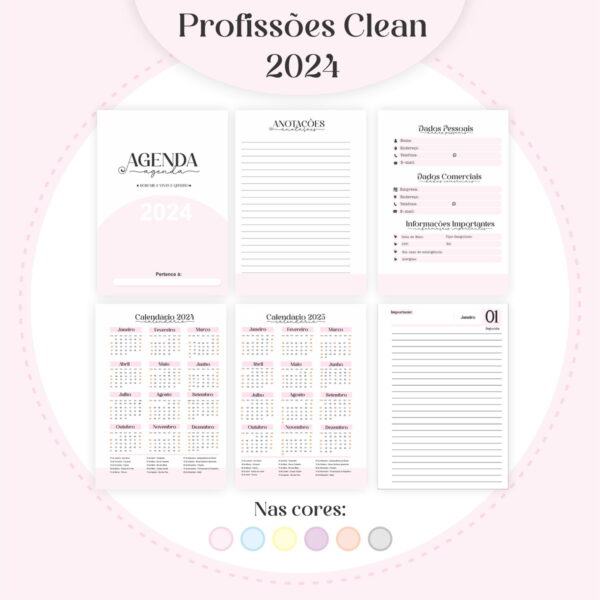 Agendas Profissões Femininas Clean - Arquivo Digital