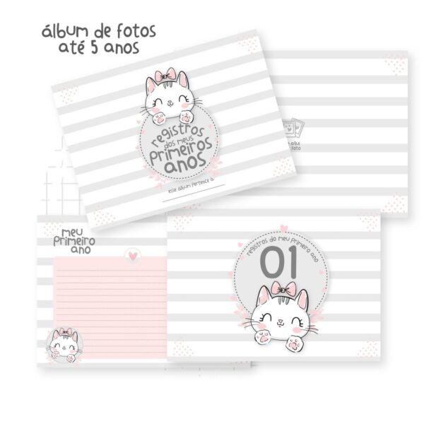 Álbum de Fotos A5 Horizontal Gatinha (0 a 5 anos)