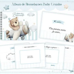 Álbum do Bebê Baby Urso Menino - Arquivo Digital 8 Álbum do Bebê Baby Urso Menino - Arquivo Digital