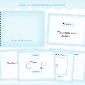 Álbum do Bebê Neutro Azul Menino - Arquivo Digital