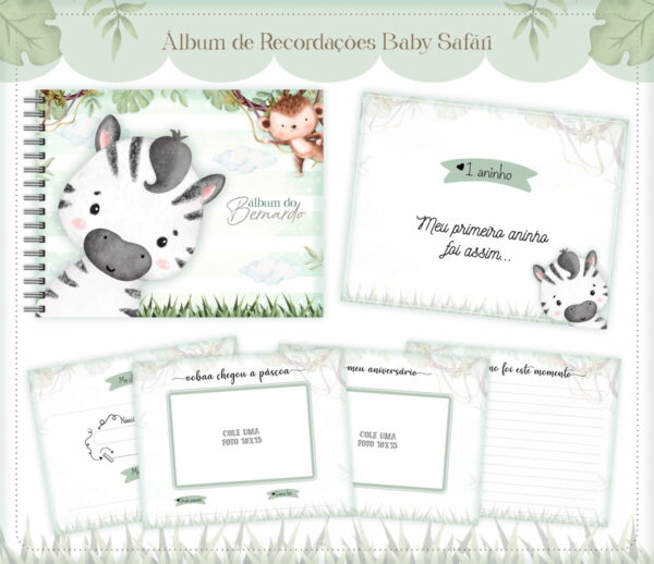 Álbum do Bebê Safari Menino - Arquivo Digital