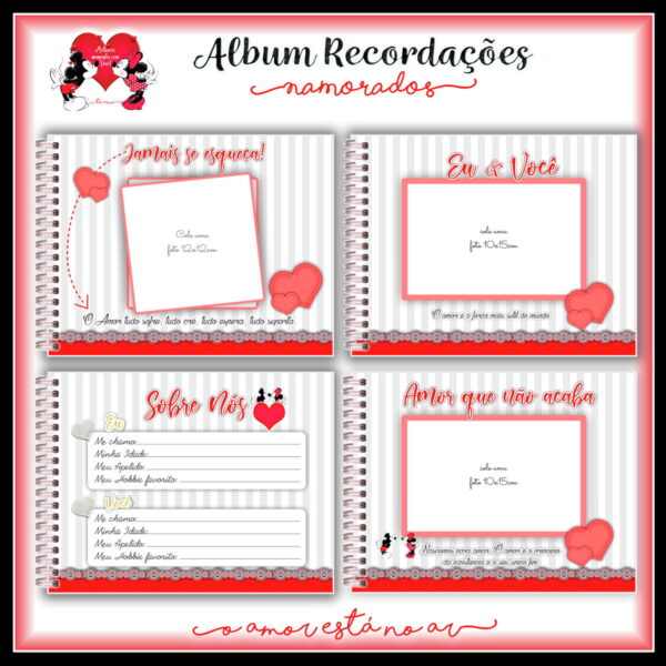 Álbum e Diário Dia dos Namorados Minnie e Mickey-Arq.Digital