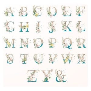 Alfabeto Floral Glitter Letras Png Dourado E Azul Lettering