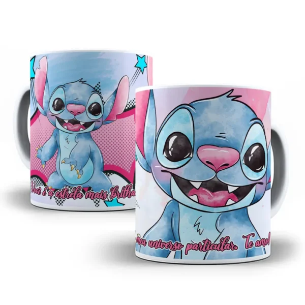 Amor e Stitch: Artes de Dia dos Namorados para Canecas