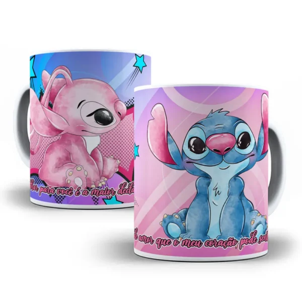 Amor e Stitch: Artes de Dia dos Namorados para Canecas