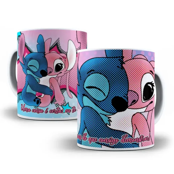 Amor e Stitch: Artes de Dia dos Namorados para Canecas