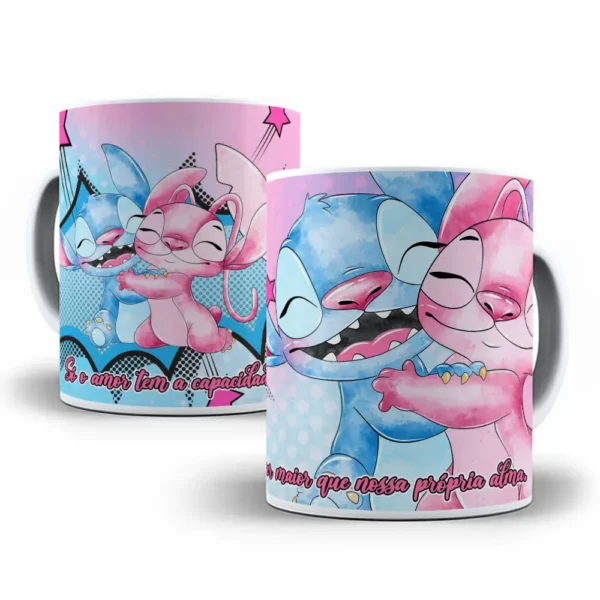 Amor e Stitch: Artes de Dia dos Namorados para Canecas