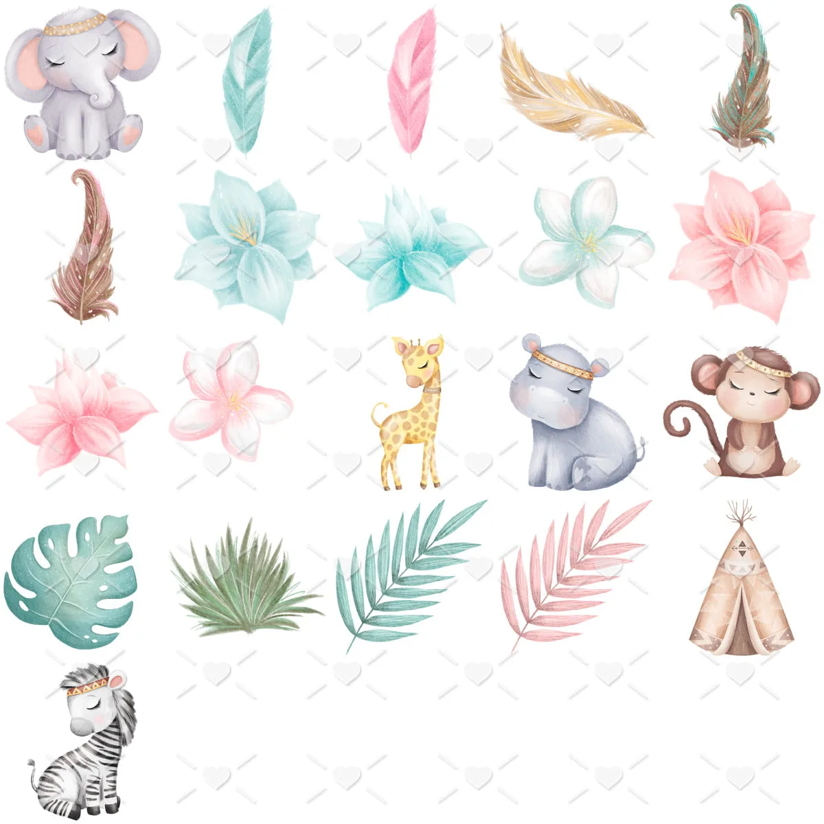 Animais da Floresta Encantada Boho Arquivos Png Maternidade