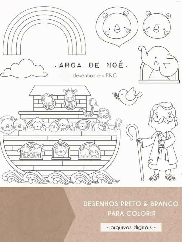 Arca De Noe Para Colorir Kit Digital Png Imprimir E Colorir 2