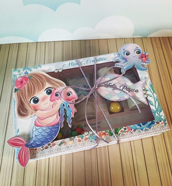 Arquivo De Corte Caixa Páscoa Sereia Fofa Mini Confeiteiro