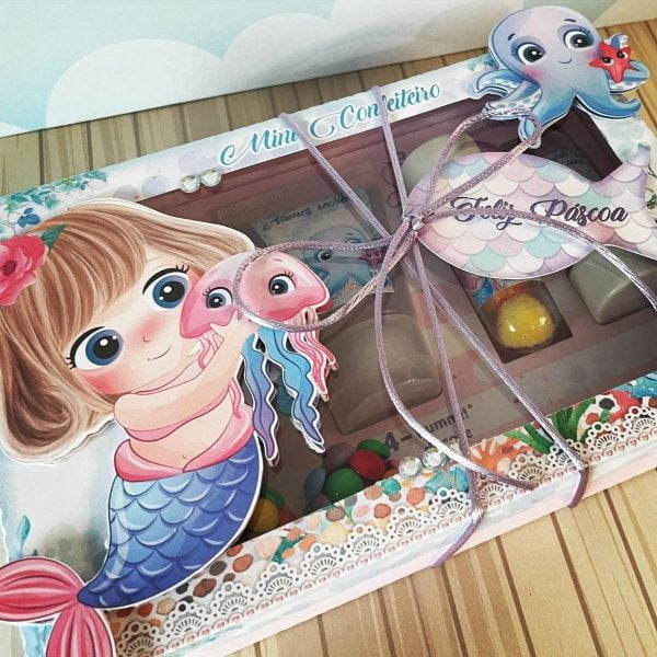 Arquivo De Corte Caixa Páscoa Sereia Fofa Mini Confeiteiro