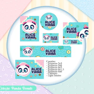 Arquivo de Corte de Etiqueta Escolar Panda Donuts 12 arquivo de corte de etiqueta escolar panda donuts