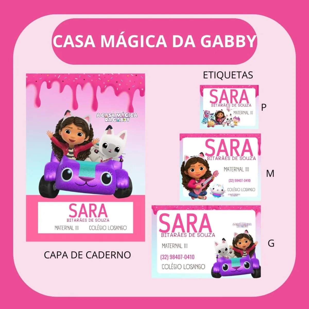 Arquivo de Corte Etiqueta Escolar a Casa Mágica da Gabby 1 Arquivo de Corte Etiqueta Escolar a Casa Mágica da Gabby