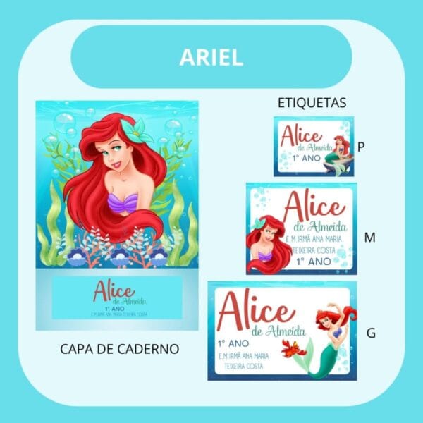 Arquivo de Corte Etiqueta Escolar Ariel