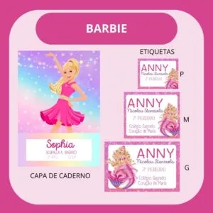 Arquivo de Corte Etiqueta Escolar Barbie