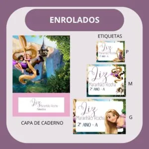 Arquivo de Corte Etiqueta Escolar Enrolados Rapunzel