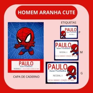 Arquivo de Corte Etiqueta Escolar Homem Aranha Cute 9 Arquivo de Corte Etiqueta Escolar Homem Aranha Cute