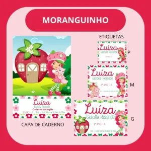 Arquivo de Corte Etiqueta Escolar Moranguinho 19 Arquivo de Corte Etiqueta Escolar Moranguinho