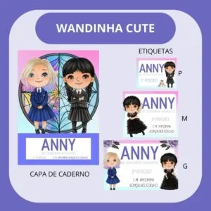 Arquivo de Corte Etiqueta Escolar Wandinha Cute 10 Arquivo de Corte Etiqueta Escolar Wandinha Cute