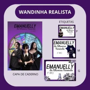 Arquivo de Corte Etiqueta Escolar Wandinha Realista 20 Arquivo de Corte Etiqueta Escolar Wandinha Realista