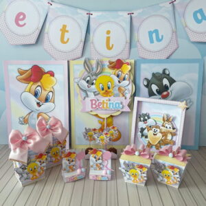 Arquivo de corte Looney Tunes rosa para festa infantil 8 arquivo de corte festa looney tunes rosa studio e pdf