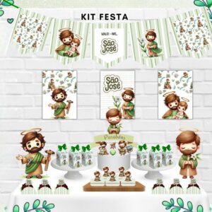 Kit festa digital com ilustrações de figura masculina e criança.