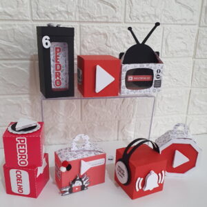 arquivo de corte festa youtube em studio com 5 embalagens