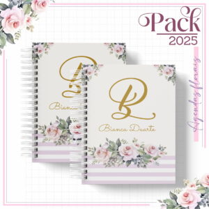 arquivo de encadernacao caderno floral com monograma