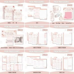 Arquivo Digital Agenda Professora Floral Rosé Gold 2022