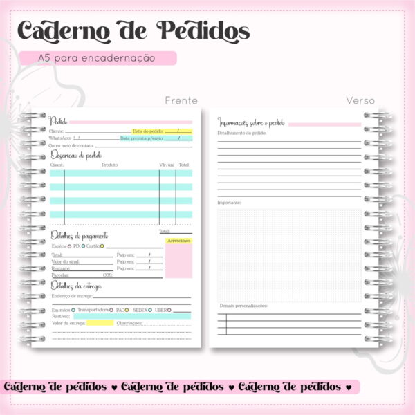 Arquivo Digital Caderno de Pedidos Menina