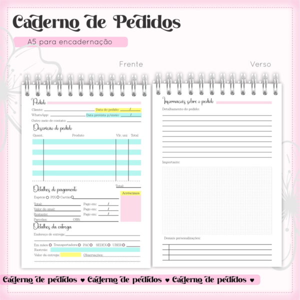 Arquivo Digital Caderno de Pedidos Menina