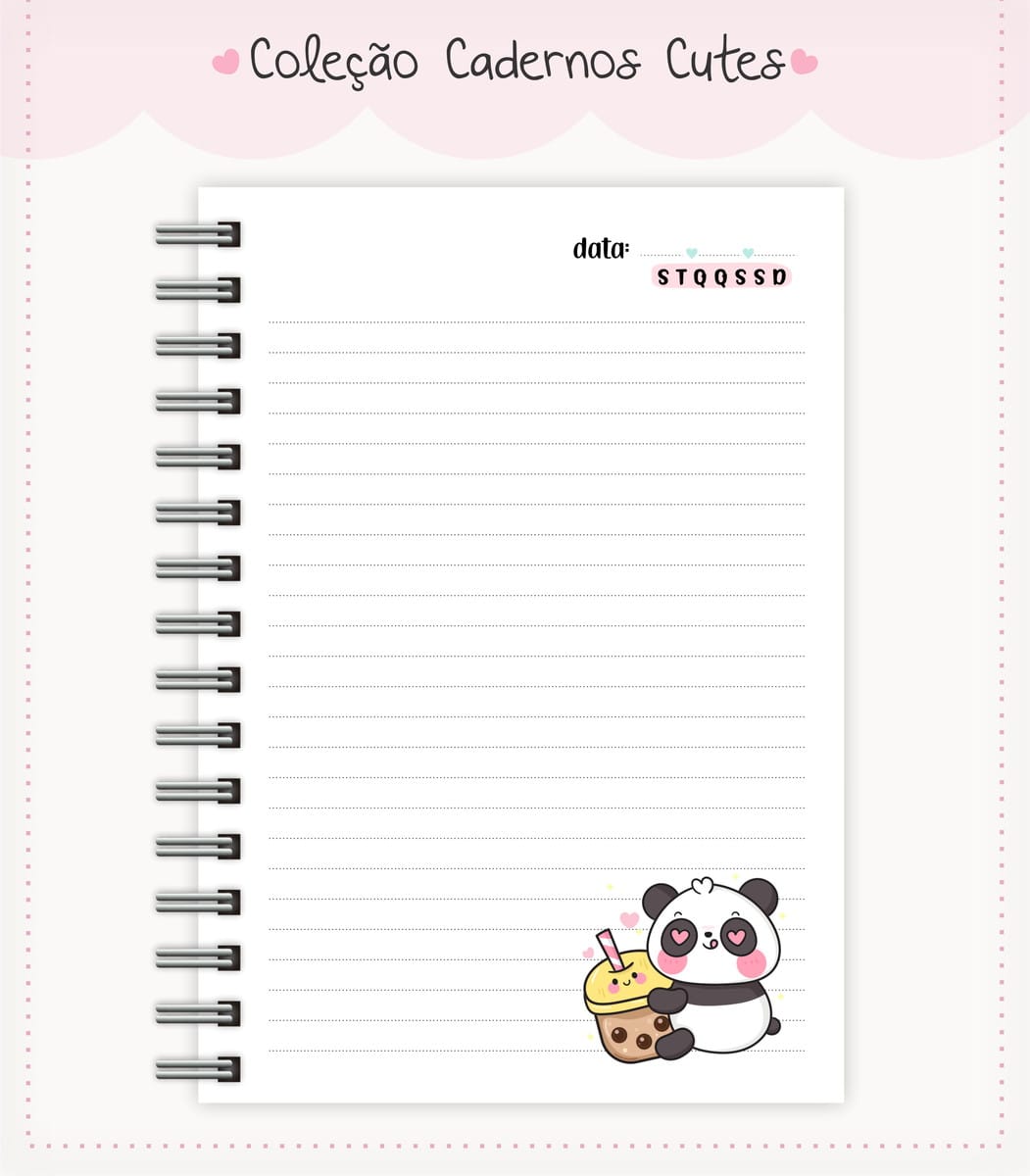 Arquivo digital caderno infantil panda e bubble tea 3 Arquivo digital caderno infantil panda e bubble tea - Imagem 3