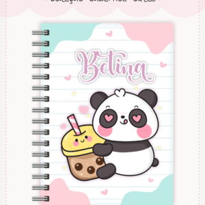 arquivo digital caderno infantil panda e bubble tea