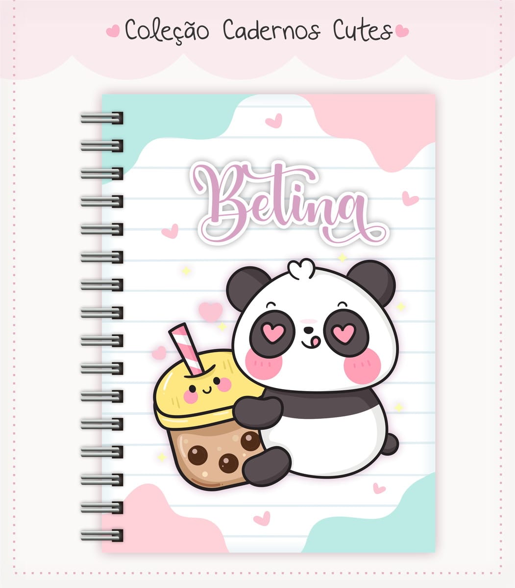 Arquivo digital caderno infantil panda e bubble tea 1 Arquivo digital caderno infantil panda e bubble tea