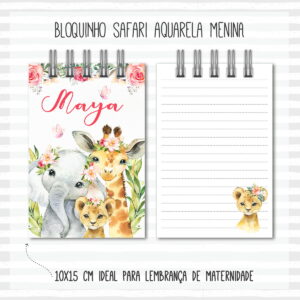 arquivo digital de bloquinho safari menina em png