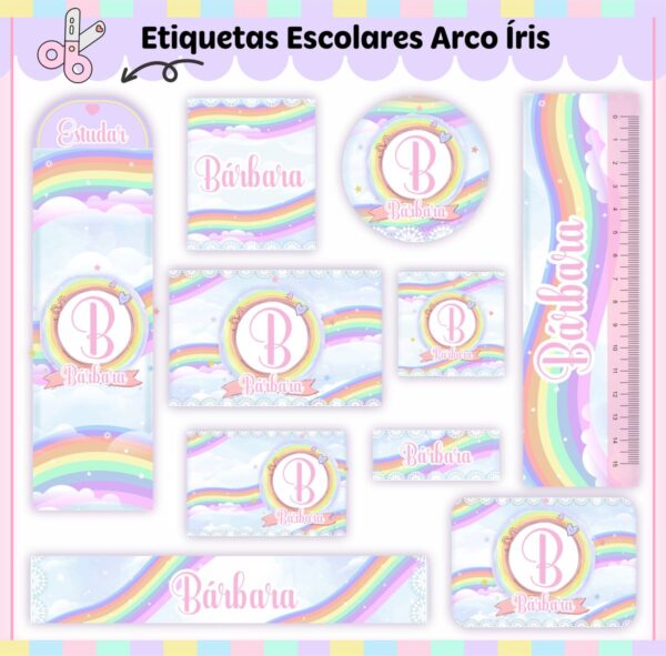 Arquivo Digital Etiquetas Escolares Arco-Íris V2