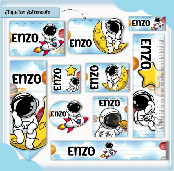 Arquivo Digital Etiquetas Escolares Astronauta