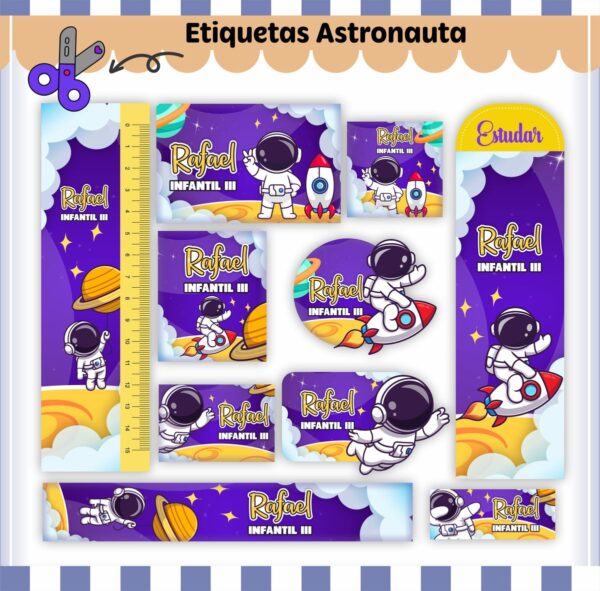 Arquivo Digital Etiquetas Escolares Astronauta V2