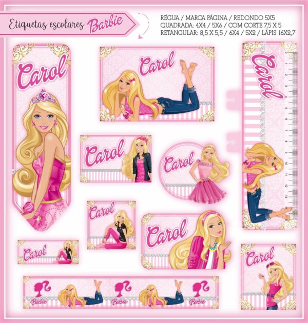 Arquivo Digital Etiquetas Escolares Barbie