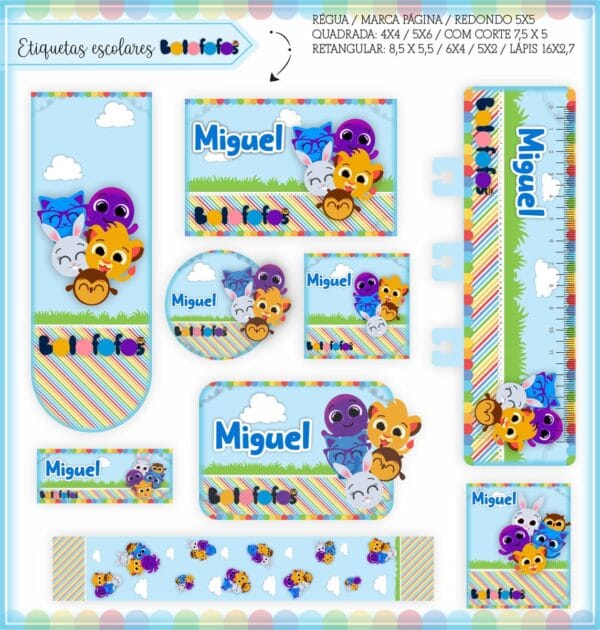 Arquivo Digital Etiquetas Escolares Bolofofos