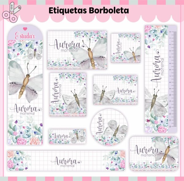 Arquivo Digital Etiquetas Escolares Borboletas V3