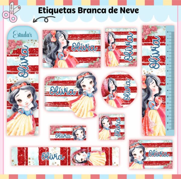 Arquivo Digital Etiquetas Escolares Branca de Neve