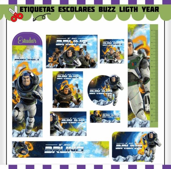 Arquivo Digital Etiquetas Escolares Buzz Light Year