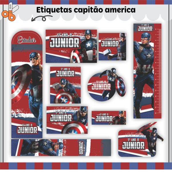 Arquivo Digital Etiquetas Escolares Capitão América