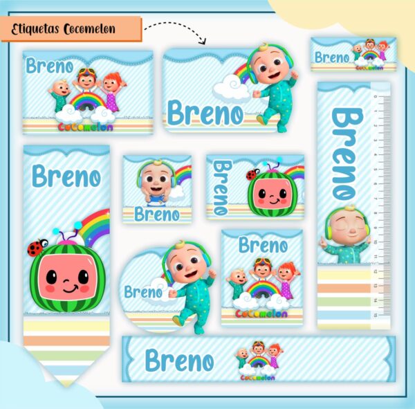 Arquivo Digital Etiquetas Escolares Cocomelon