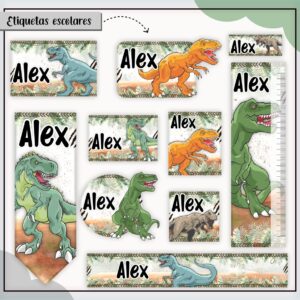 Arquivo Digital Etiquetas Escolares Dinossauro T-Rex