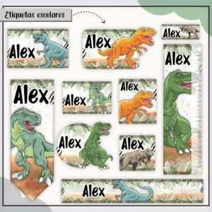 Arquivo Digital Etiquetas Escolares Dinossauro T-Rex 6 Arquivo Digital Etiquetas Escolares Dinossauro T-Rex