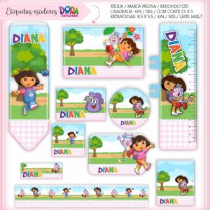 Arquivo Digital Etiquetas Escolares Dora Aventureira