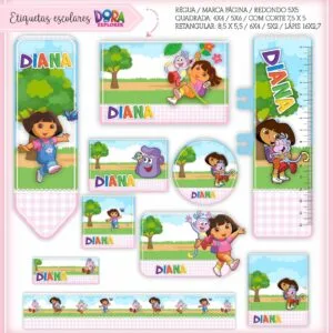 Arquivo Digital Etiquetas Escolares Dora Aventureira